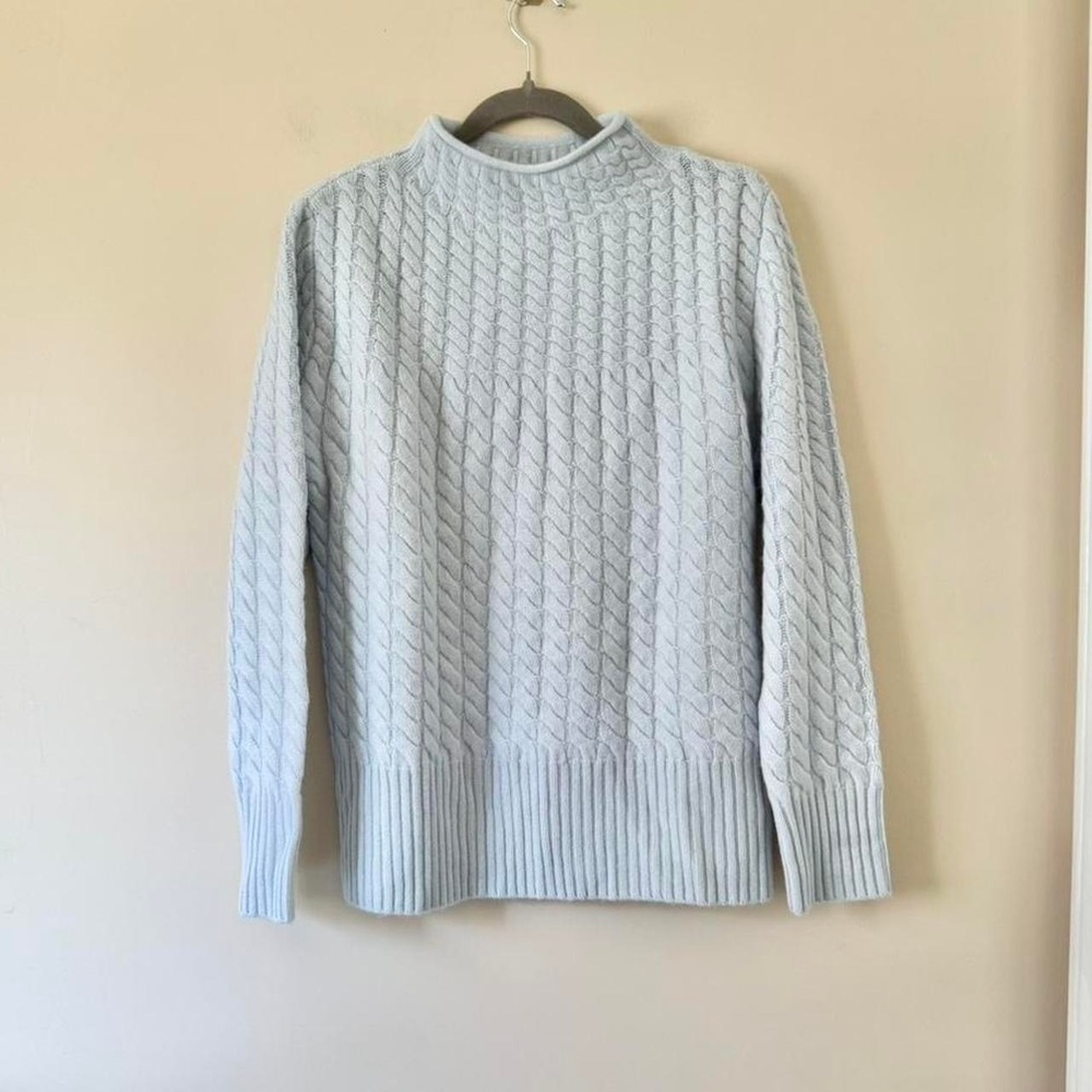 Haven Well Within NWT 100% cashmere blue cable knit rolled mockneck sweater M